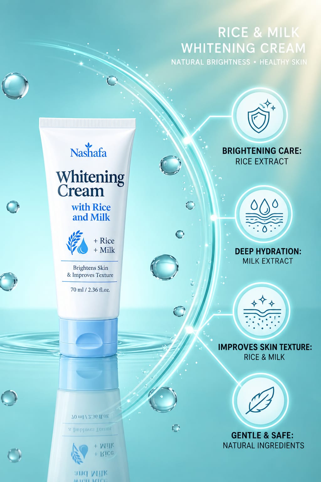 Nashafa Whitening Cream (Rice+Milk)